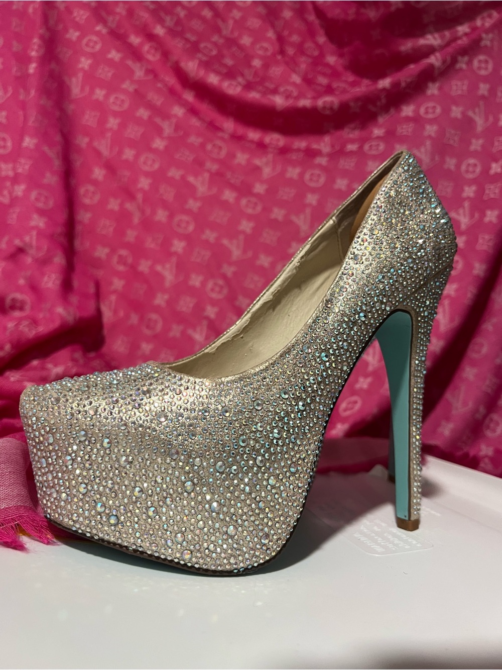 Blue by Betsey Johnson "Wish" evening and bridal platform pump